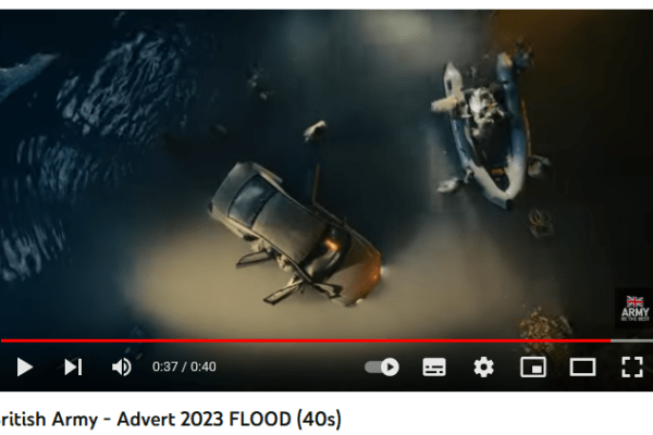 Screenshot of British Army recruitment advert The Flood.