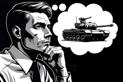 Graphic of man thinking about defence