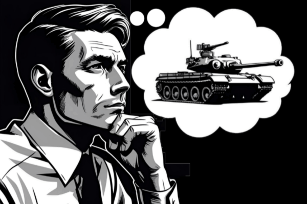 Graphic of man thinking about defence