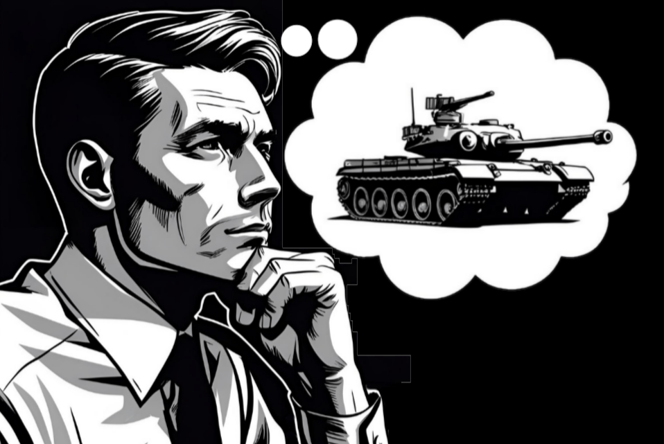 Graphic of man thinking about defence